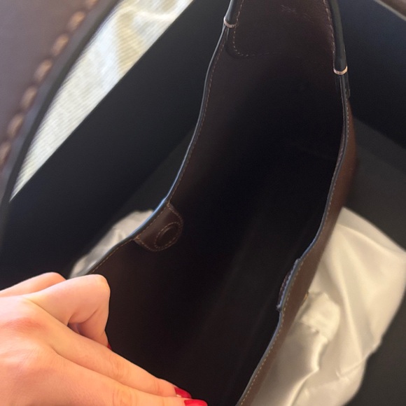 Coach Brooklyn Bag 28 in Maple/ Dark Brown Leather Shoulder Bag - Picture 6 of 8